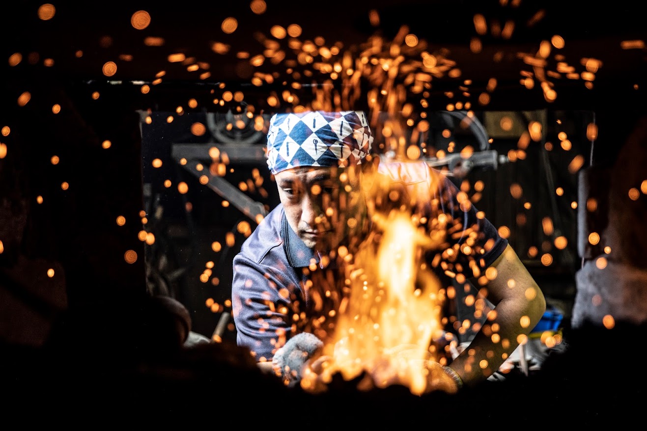 Japanese craftsman working scenery